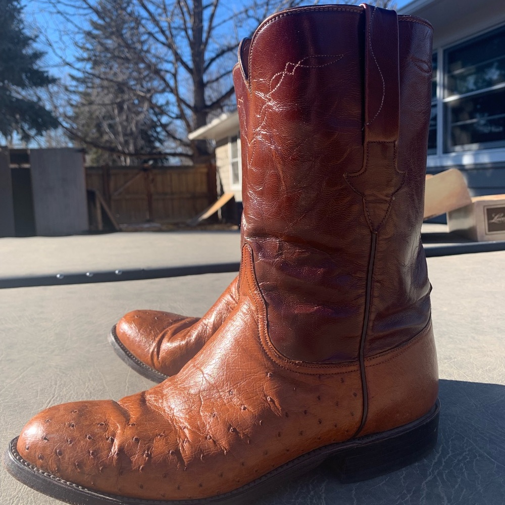 LUCCHESE Ostrich Cowboy Boots - Picture 3 of 5